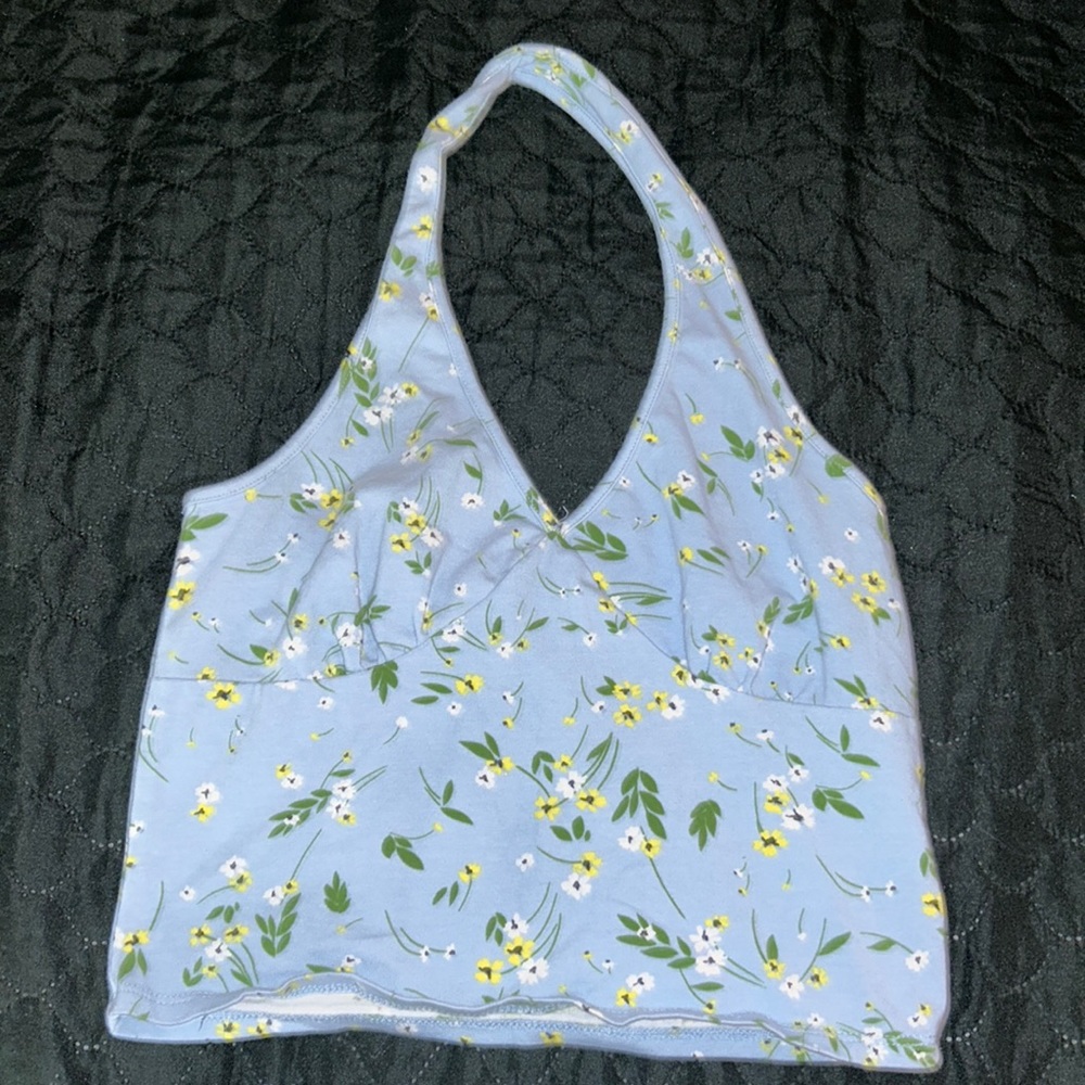 Baby blue with flowers size: L